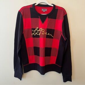 L.L. Bean Signature Men's Rugged Crewneck Slim Fit Buffalo Check Size Medium